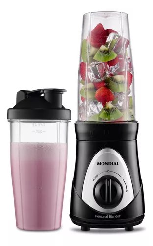 🟣 Liquidificador portátil Mondial Personal Blender DG-01 750 mL preto e prata com jarra de plástico