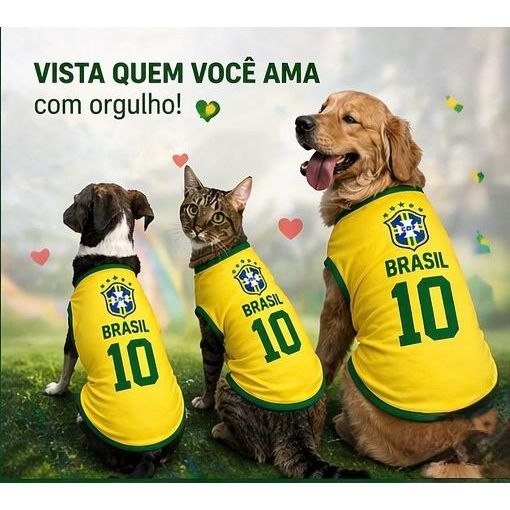 🟠 Roupa Pet Brasil Copa do Mundo Cachorro e Gato Roupinha da Copa do Brasil Camisa do Brasil | #Sho