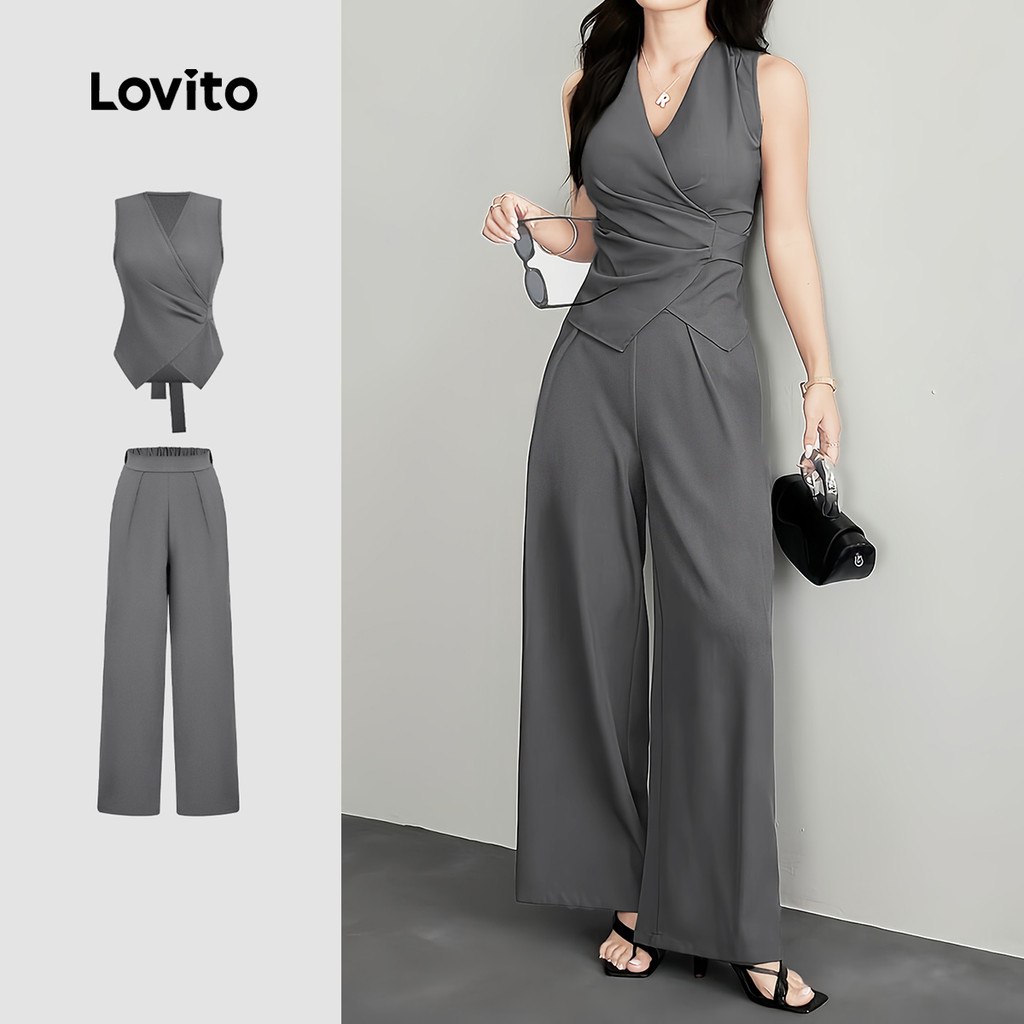 🟠 Lovito Calças Cinza de Primavera/verão com Pregas para O Dia a dia L183ED1069 | #Shopee
❌ R$ 56,4