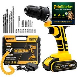 🟣 Parafusadeira Furadeira 12V Com 1 Bateria, Maleta e 24 Acessórios Fasterr FST006 - Parafusadeira 