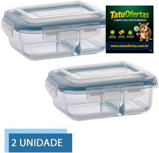 🟣 Jogo com 2 Potes 640ml Divisória Hermético Marmita Microondas - DONA LAURA - Marmitas - Magazine 