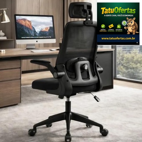 🔵 BlidShop Cadeira de Escritório Ergonômica, Suporte 120kg, Ajuste Lombar, Apoio de Cabeça, Tela Me