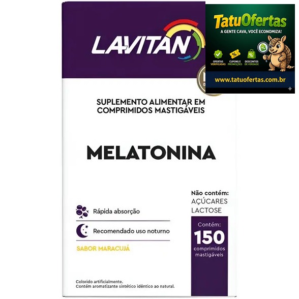 🟡 Lavitan Melatonina 0,21mg 150 Compimidos Mastigáveis Maracujá | #MercadoLivre
❌ R$ 24,99
✅ R$ 14,