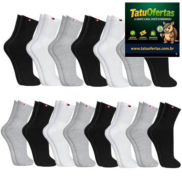 🟡 Kit 15 Pares Meias Sport Algodão Cano Médio Sandrini Confort Sortidos 39-43 | #MercadoLivre
❌ R$ 