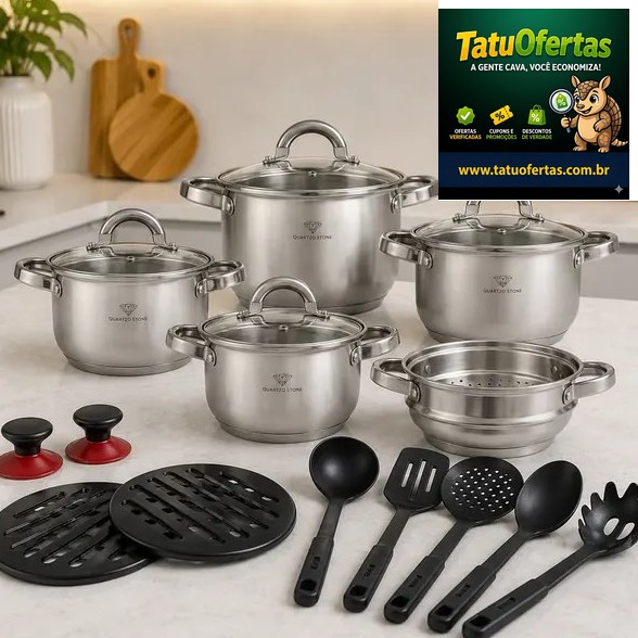 🟡 Jogo Panelas Inox 19 Peças Genebra Completo C/ Utensílios Prateado | #MercadoLivre
❌ R$ 599,99
✅ 