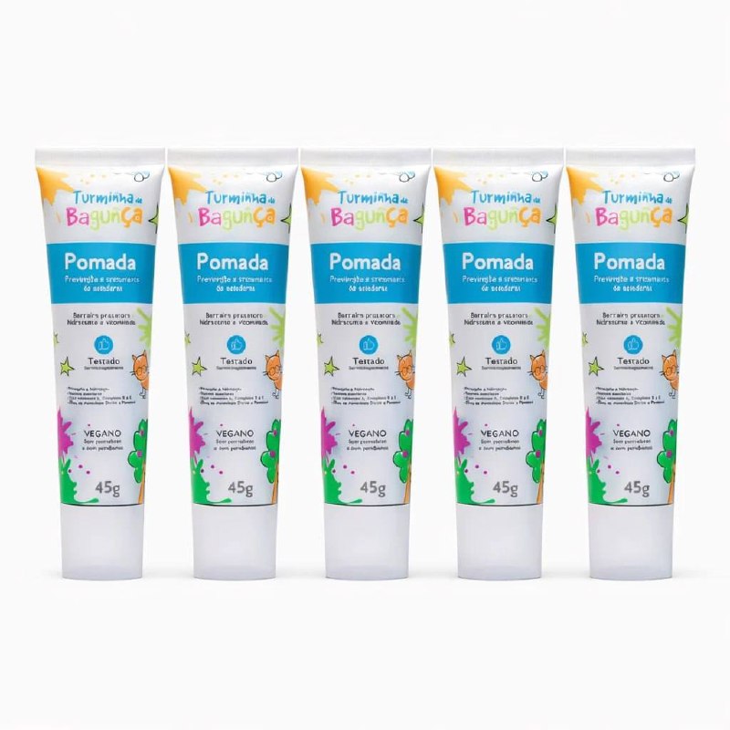 ➡️ Kit com 05 Pomadas Veganas Prevenção de Assaduras 45g TUR