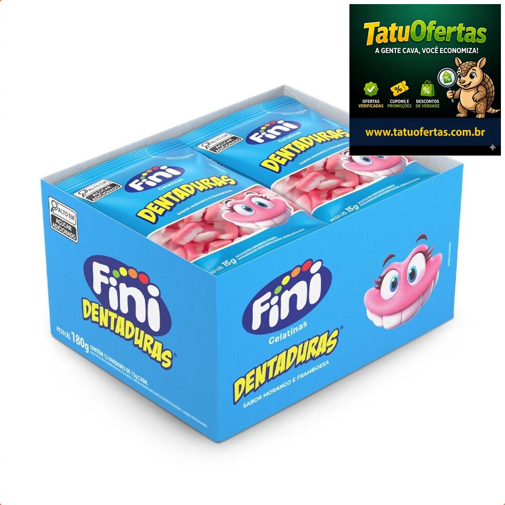 PROMOÇÃO IMPERDÍVEL 😱
🟠 75% OFF | Balas De Gelatinas Mini Dentaduras C/12 Unidades 15gr Fini | #Sh