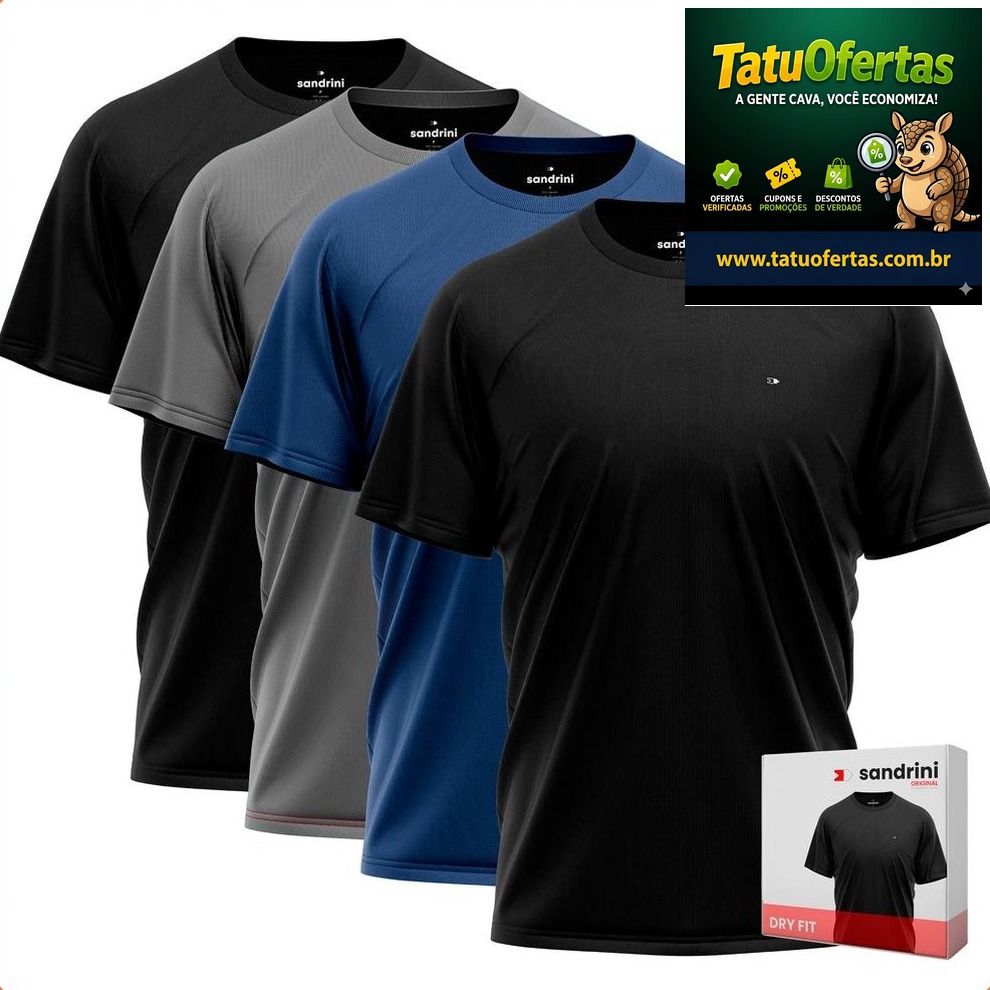 GARANTA AGORA 💥
🟠 75% OFF | Kit 4 Camiseta Fitness Dry Fit Premium Sandrini Manga Curta Masculina 