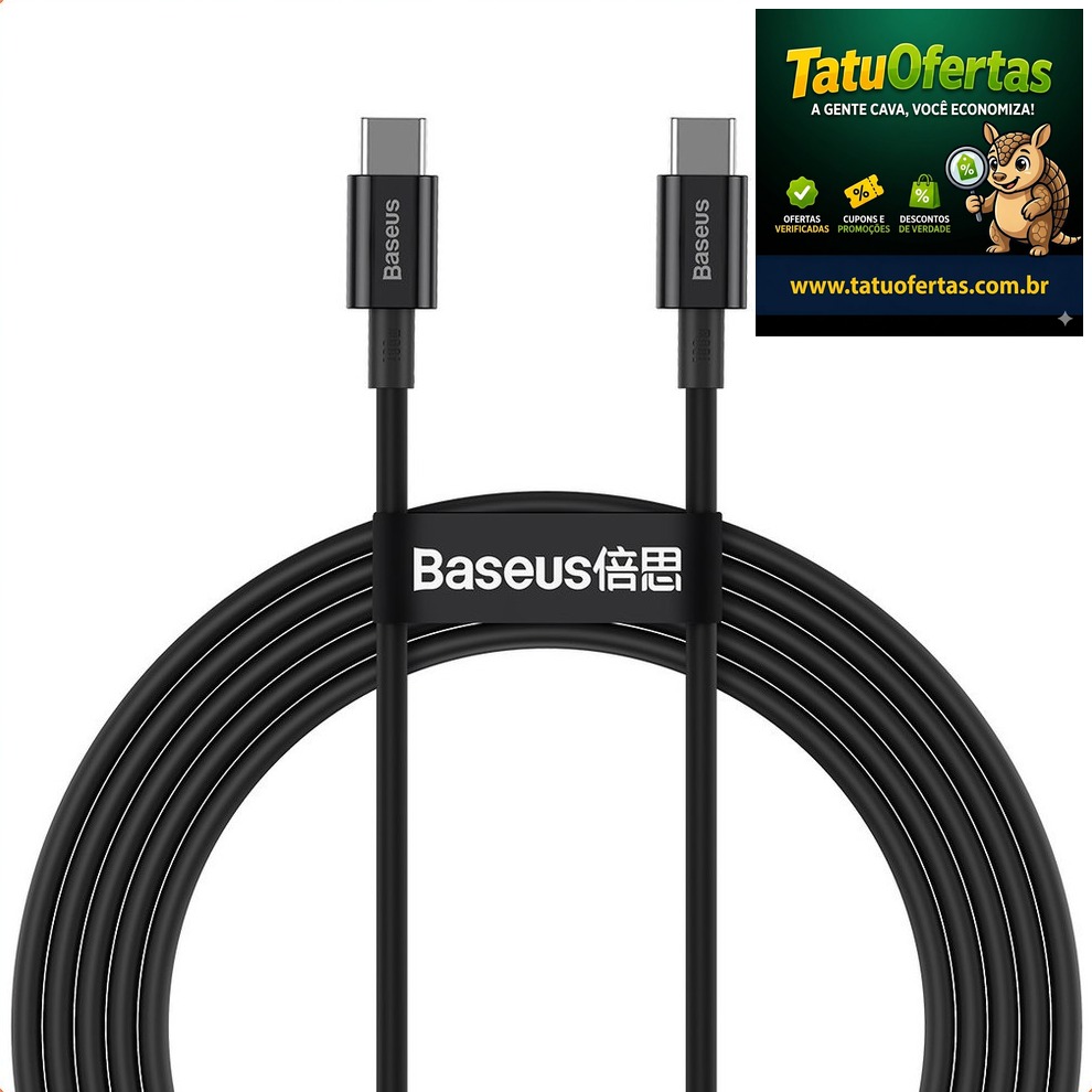 VALE MUITO A PENA 🤯
🟠 64% OFF | Cabo USBC para USBC Baseus Superior Series 100W 2m para Samsung S2