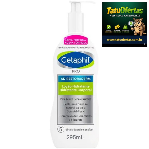 🟡 Loção Hidratante Corporal E Facial Pele Com Tendência Atópica Pro Ad Restoraderm 295ml Cetaphil N