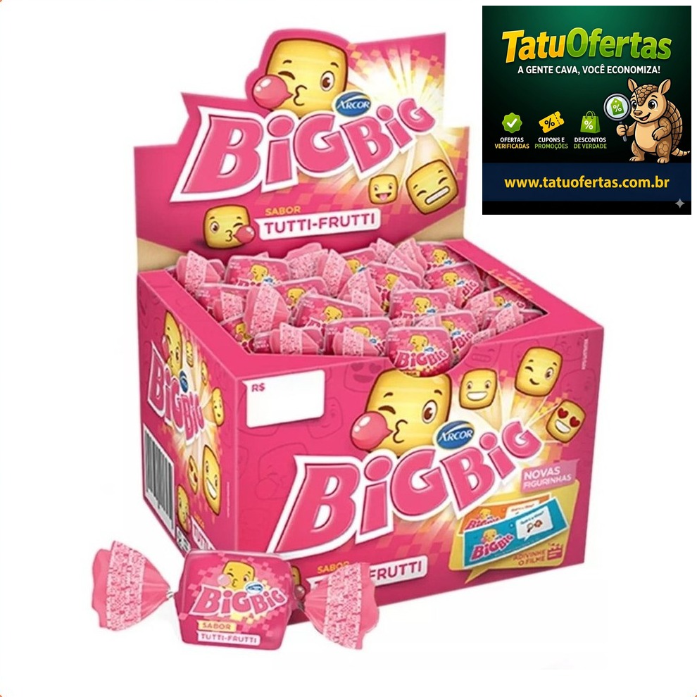 ESGOTA RÁPIDO 🚨
🟠 57% OFF | Chiclete Big Big Tutti-frutti 