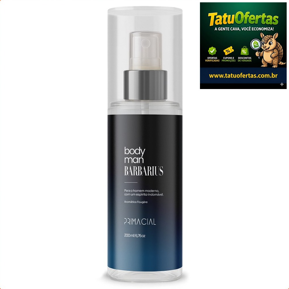 PROMOÇÃO IMPERDÍVEL 😱
🟠 67% OFF | BODY SPLASH MASCULINO BARBARIUS 200ML - PRIMACIAL PERFUME AMADEI